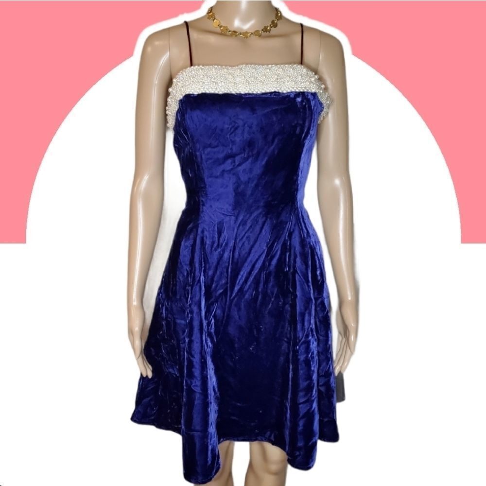 Vintage Betsy & Adam royal blue velvet dress